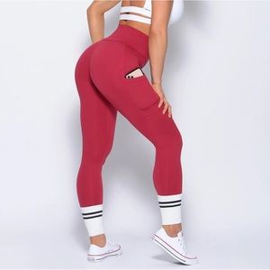 Bombshell Sportswear Ankle Sock Leggings Maroon XXS